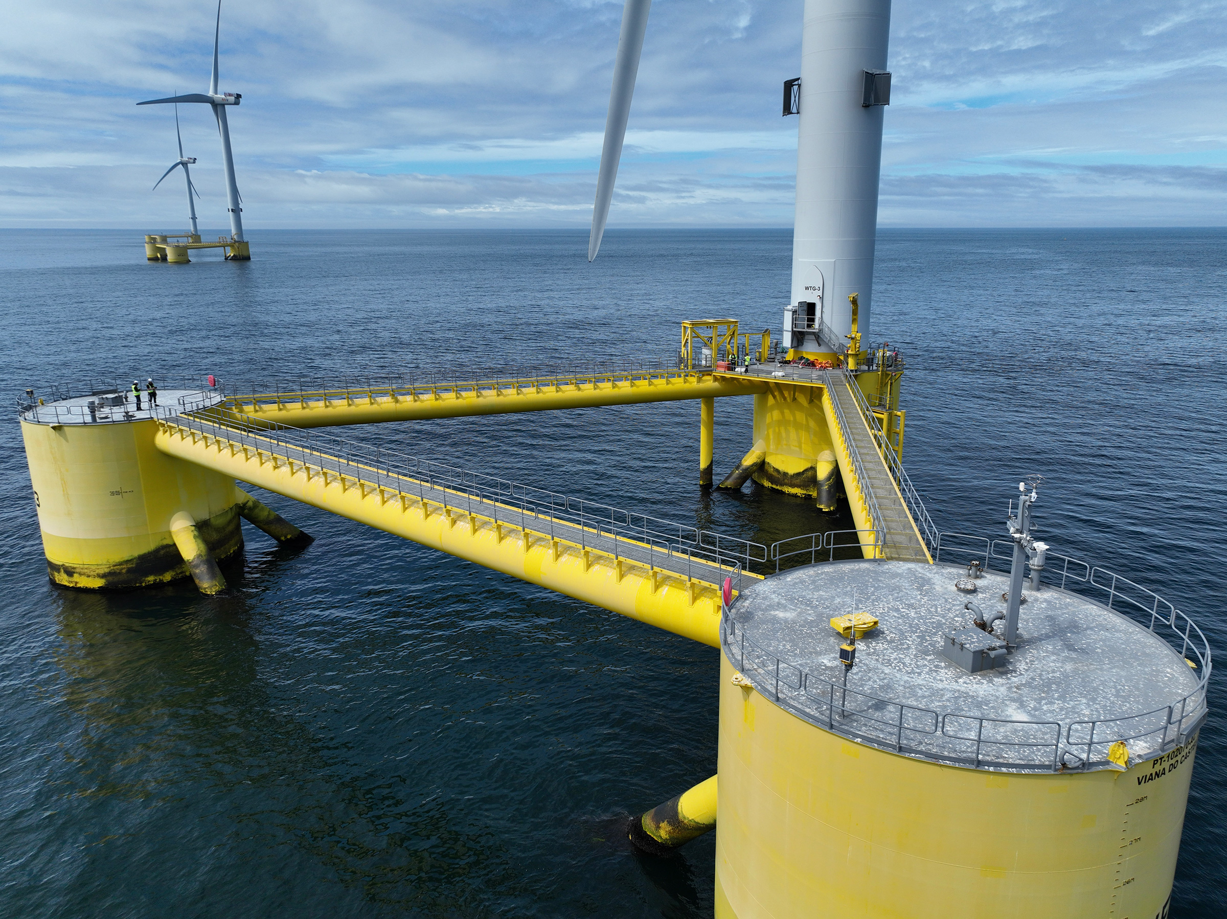 Semi-submersible floating substructures used at the WindFloat Atlantic project.